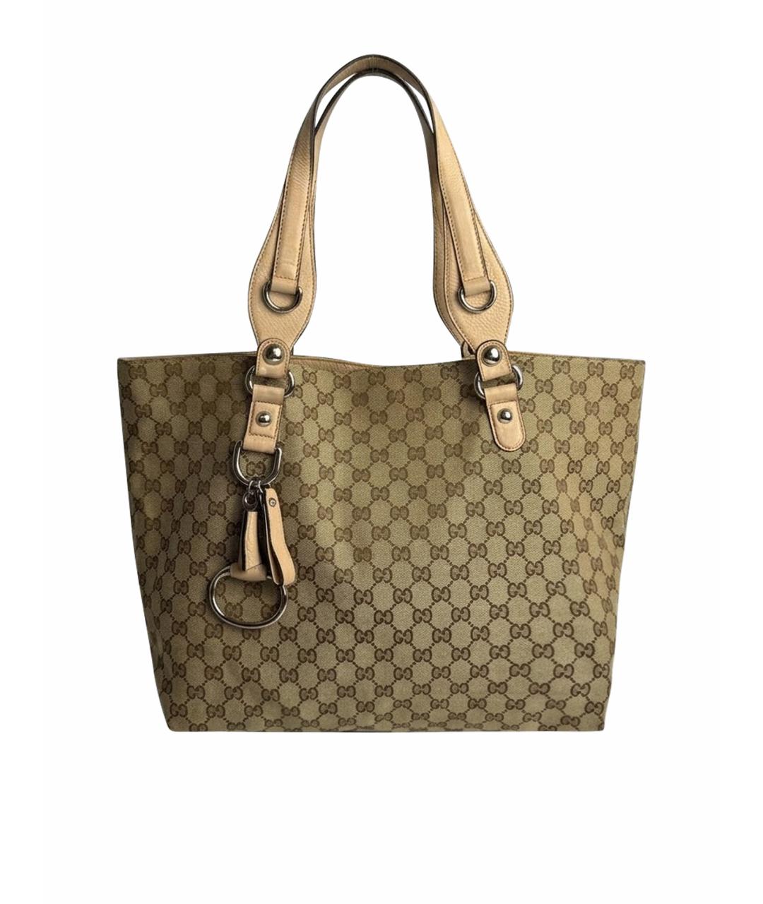 GUCCI Бежевая тканевая сумка тоут, фото 1