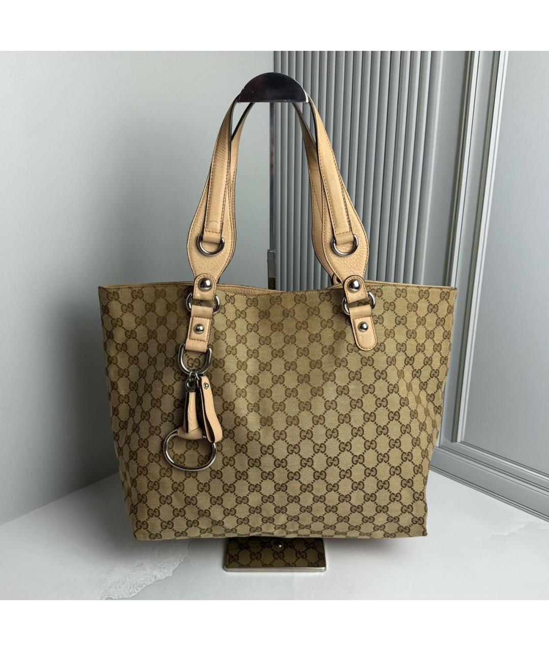 GUCCI Бежевая тканевая сумка тоут, фото 9