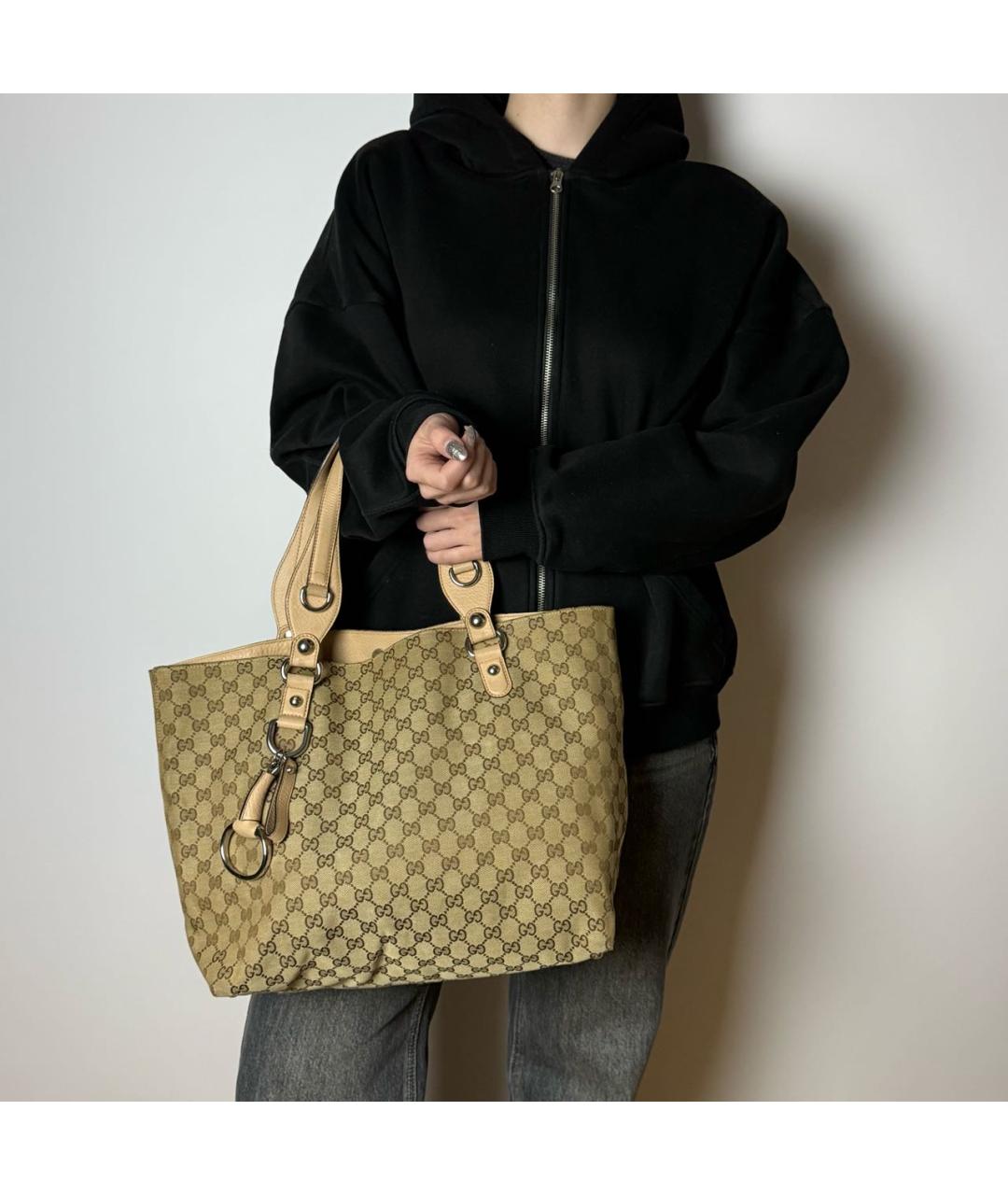GUCCI Бежевая тканевая сумка тоут, фото 8