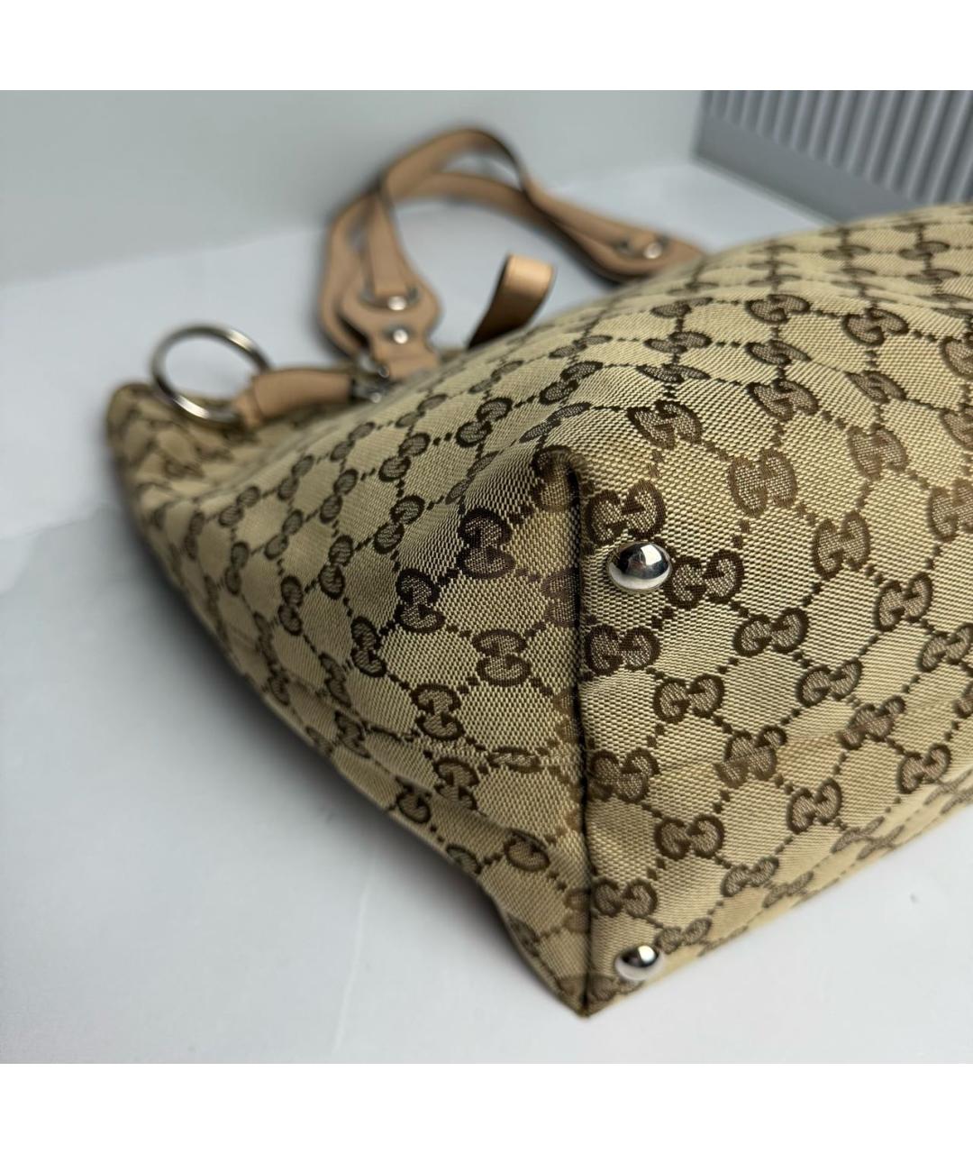 GUCCI Бежевая тканевая сумка тоут, фото 4
