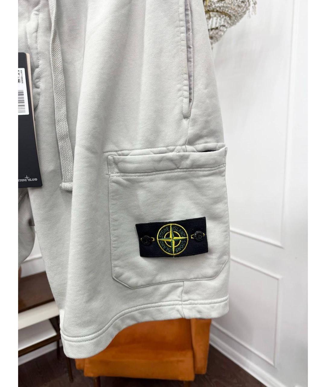 STONE ISLAND Белые хлопковые шорты, фото 5