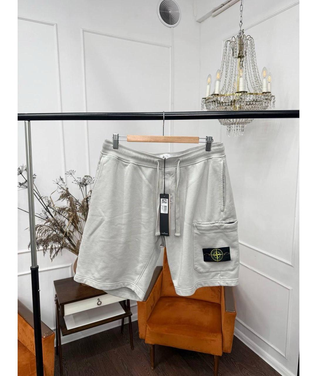 STONE ISLAND Белые хлопковые шорты, фото 8