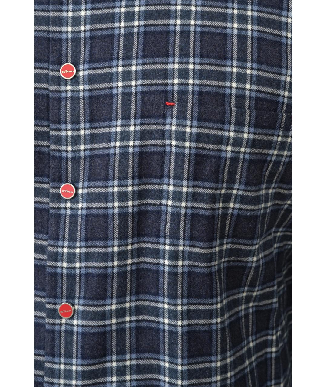 KITON Темно-синяя хлопковая кэжуал рубашка, фото 5