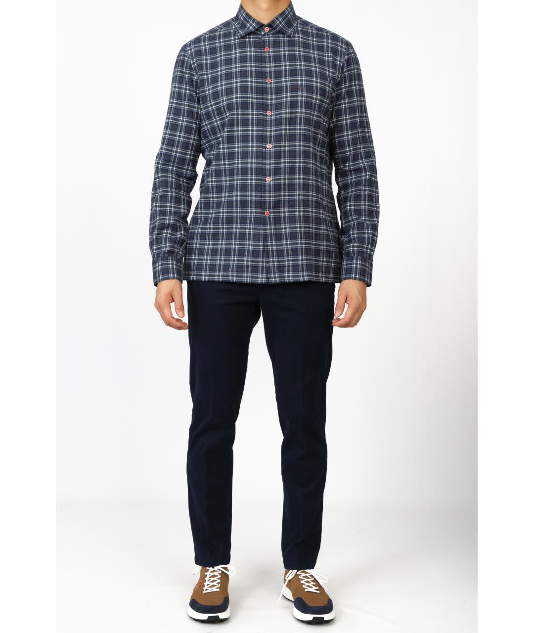 KITON Темно-синяя хлопковая кэжуал рубашка, фото 2
