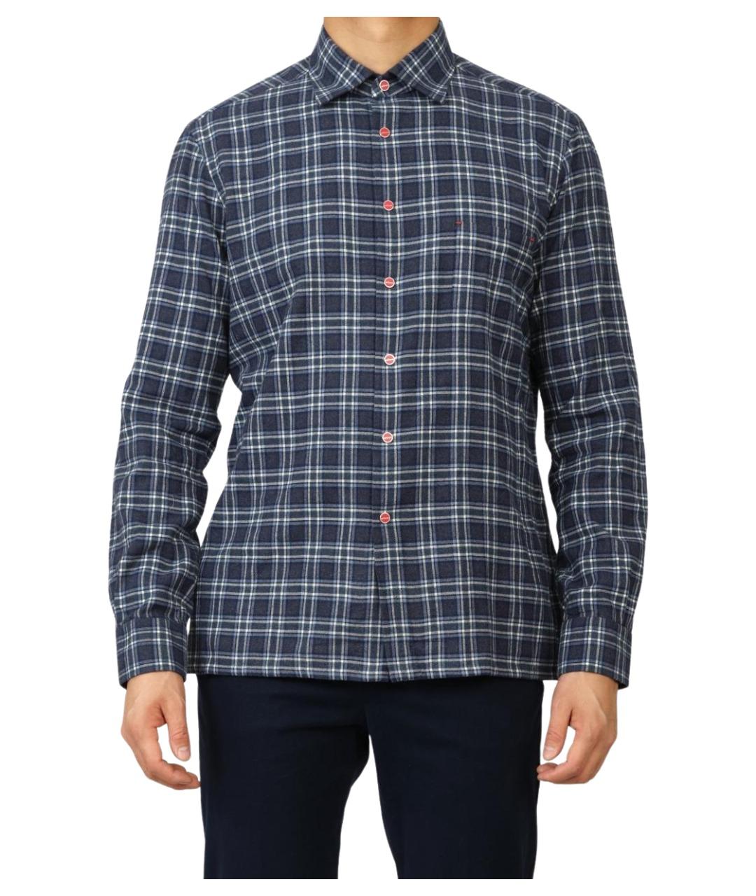 KITON Темно-синяя хлопковая кэжуал рубашка, фото 1