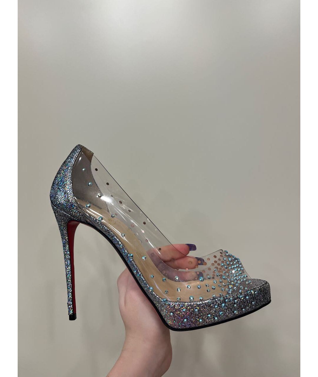 CHRISTIAN LOUBOUTIN Серебряные туфли, фото 2