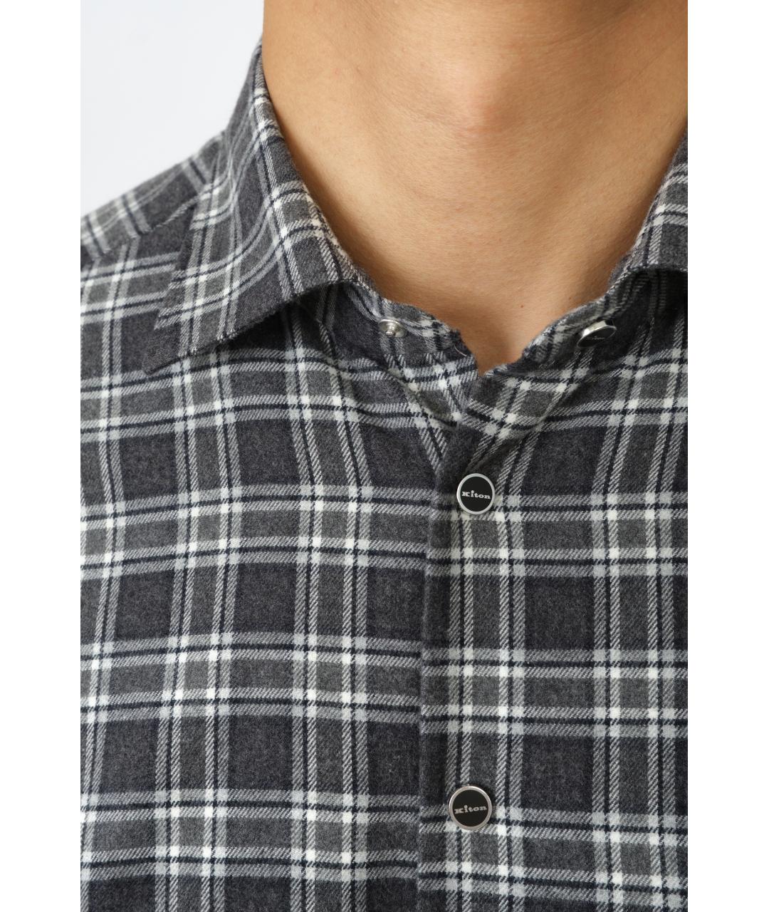 KITON Серая хлопковая кэжуал рубашка, фото 5