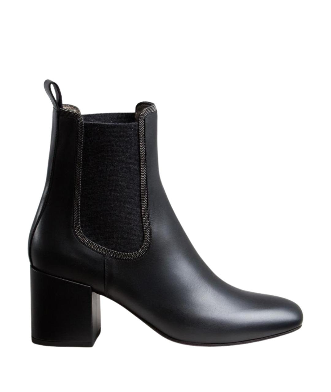 BRUNELLO CUCINELLI Черные кожаные ботильоны, фото 1