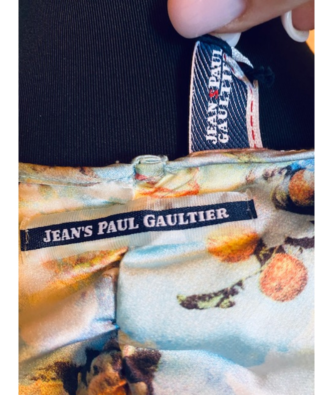 JEAN PAUL GAULTIER Голубая шелковая футболка, фото 4