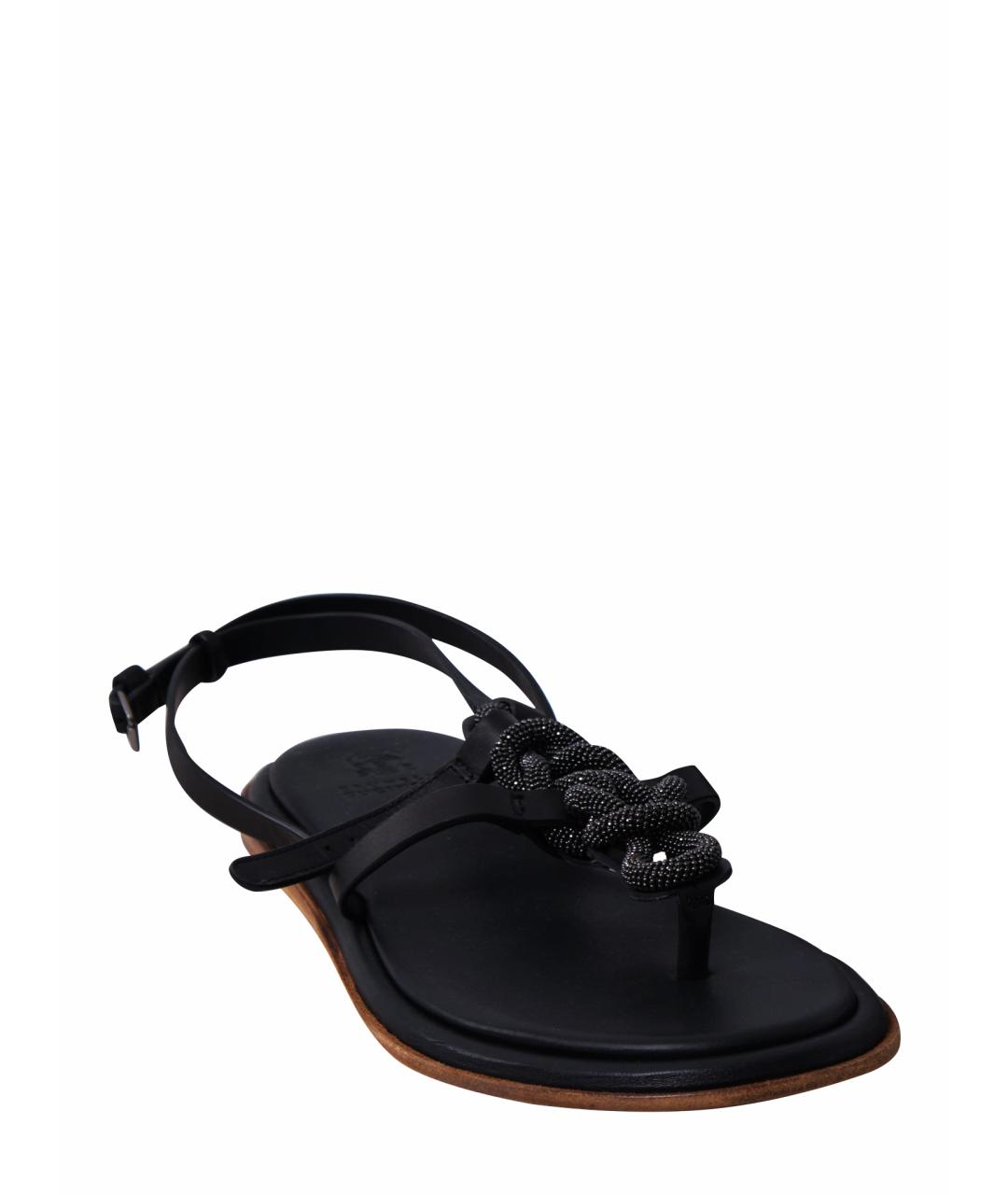 BRUNELLO CUCINELLI Коричневые кожаные босоножки, фото 1