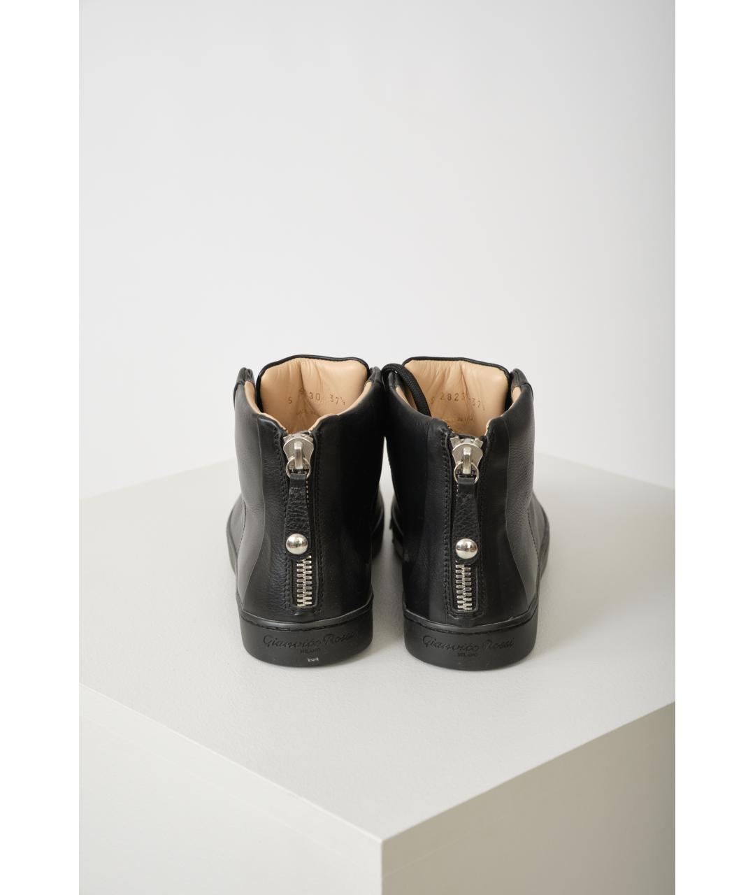 GIANVITO ROSSI Черные кожаные кеды, фото 3