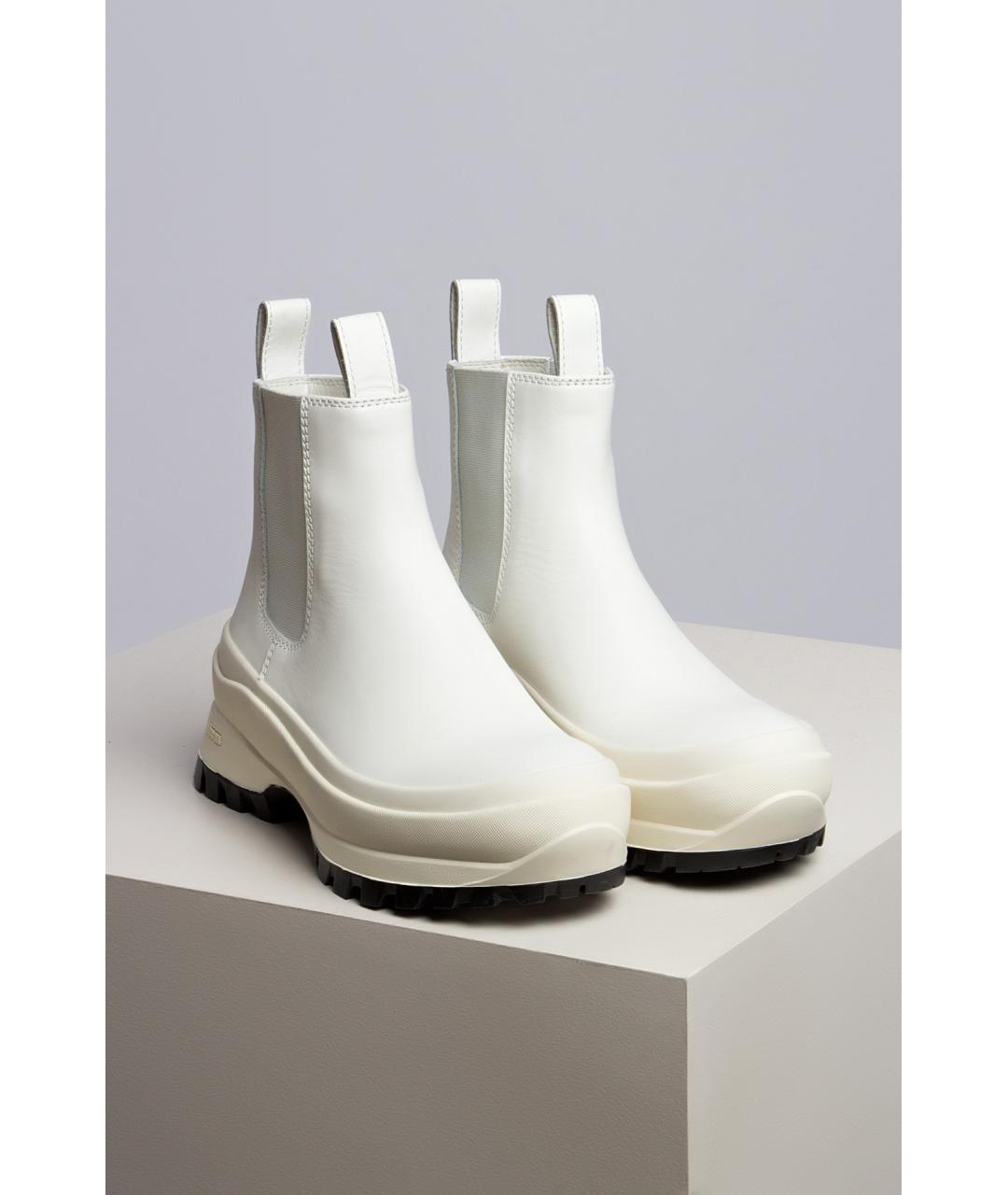 JIL SANDER Белые кожаные ботинки, фото 2