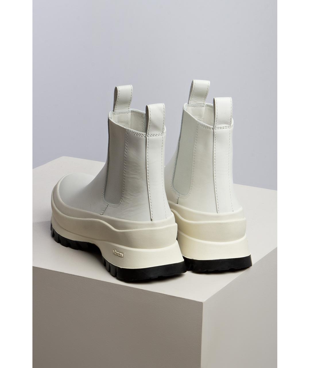 JIL SANDER Белые кожаные ботинки, фото 4