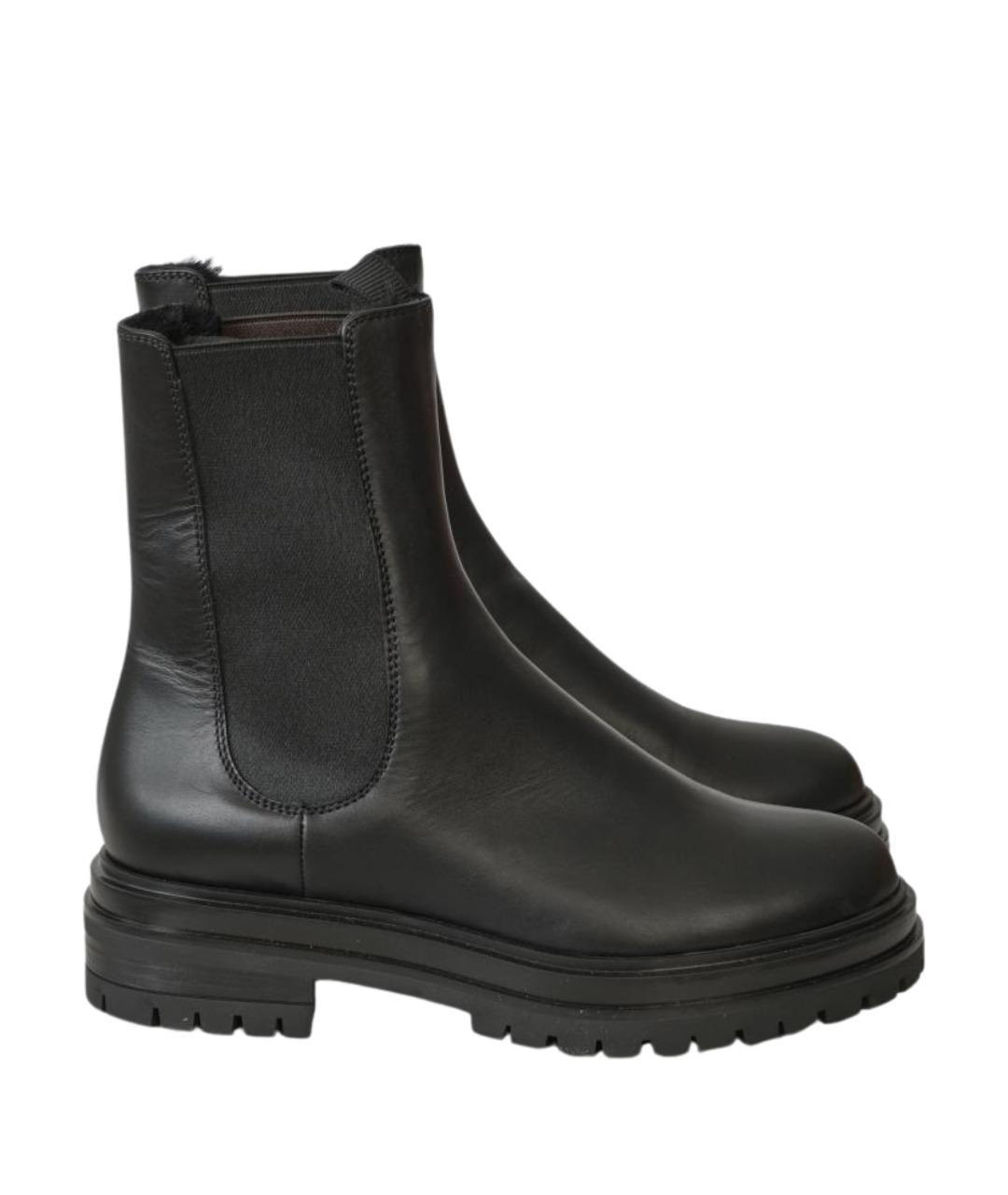 GIANVITO ROSSI Черные кожаные ботинки, фото 1