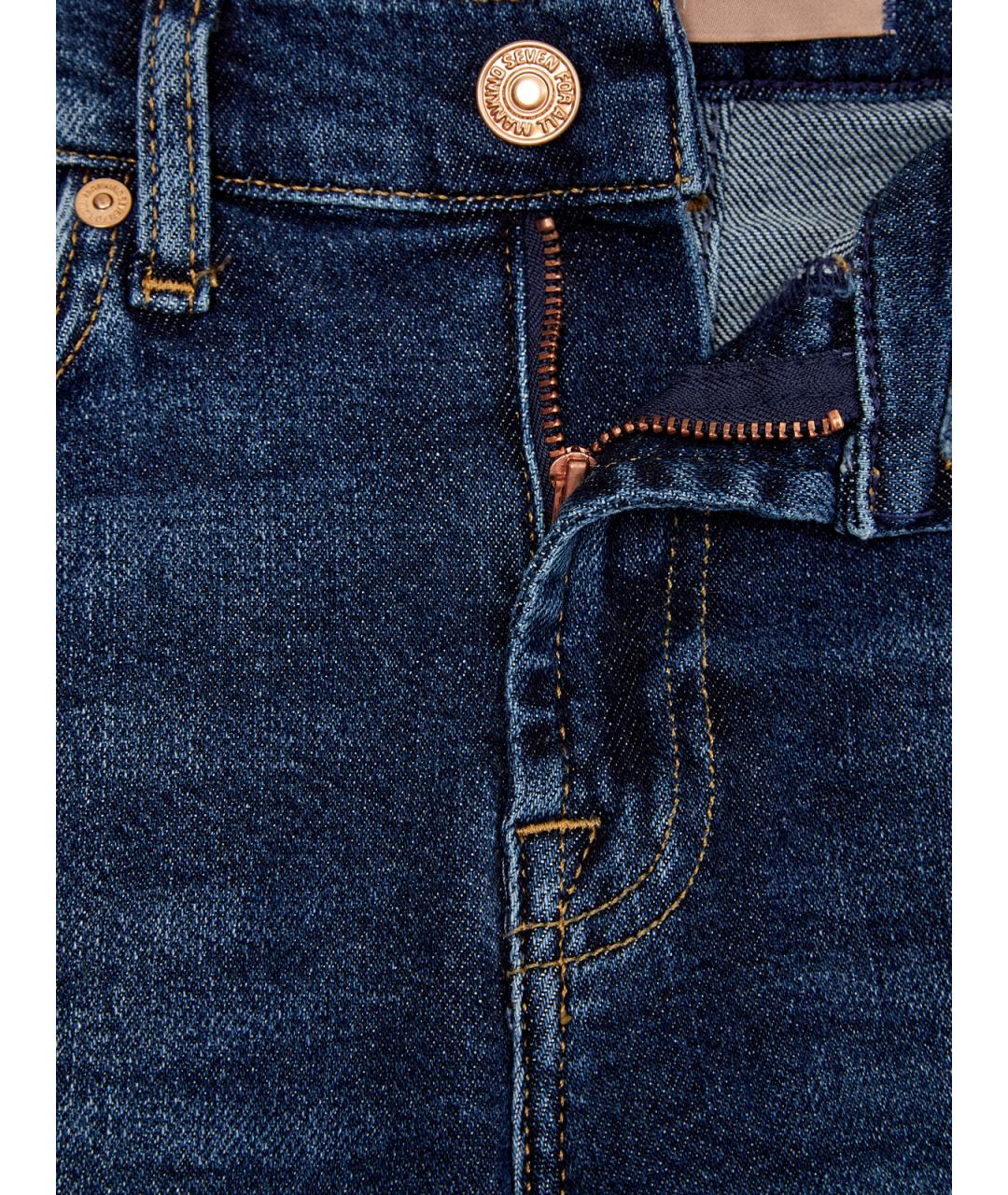 7 FOR ALL MANKIND Синие хлопковые джинсы слим, фото 6