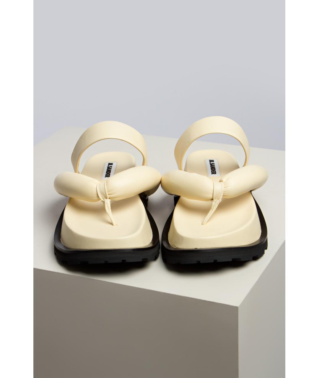 JIL SANDER Бежевые кожаные сандалии, фото 4