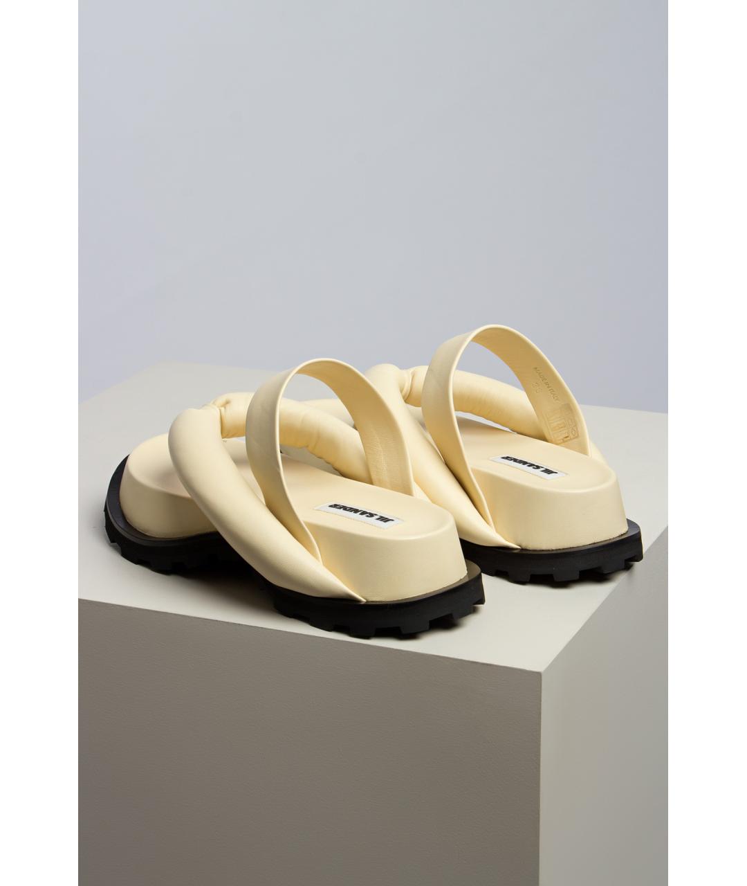 JIL SANDER Бежевые кожаные сандалии, фото 3
