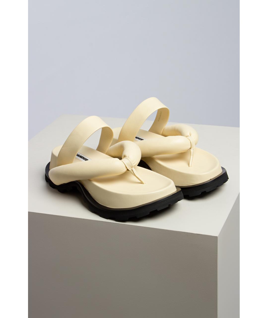 JIL SANDER Бежевые кожаные сандалии, фото 2