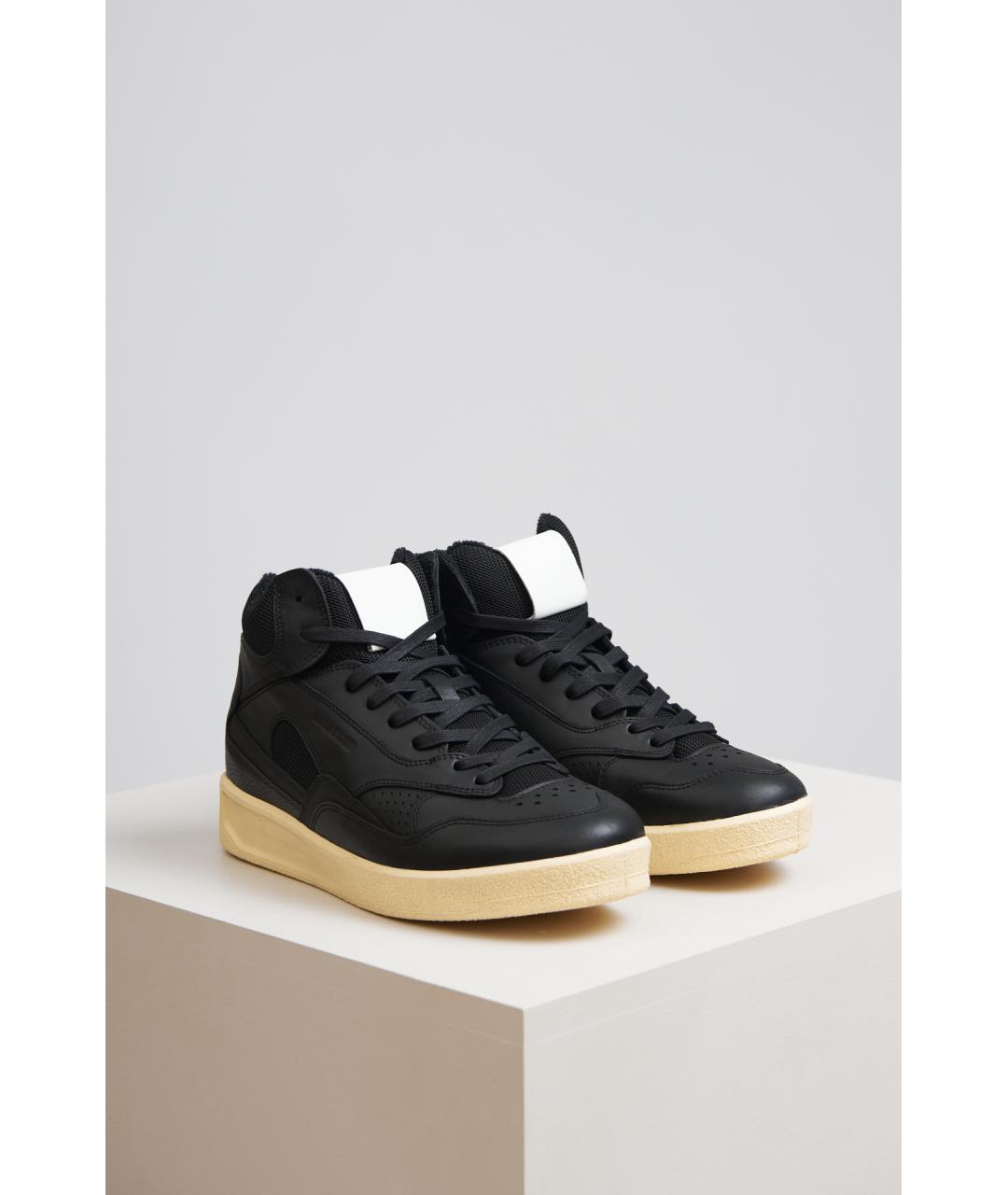 JIL SANDER Черные кожаные кеды, фото 2