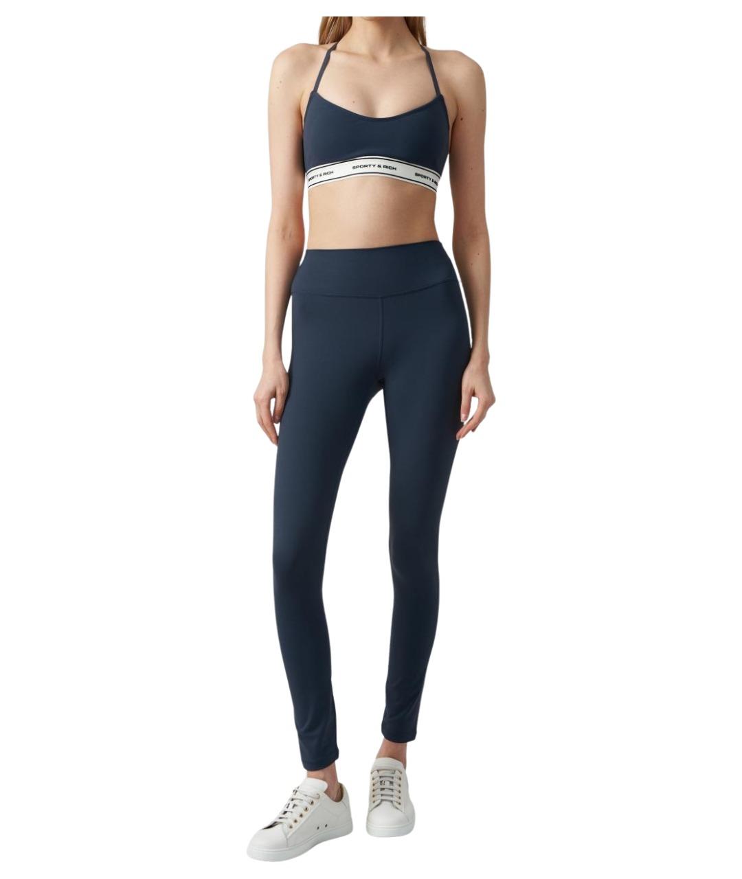 SPORTY AND RICH Синие полиамидовые леггинсы и велосипедки, фото 1
