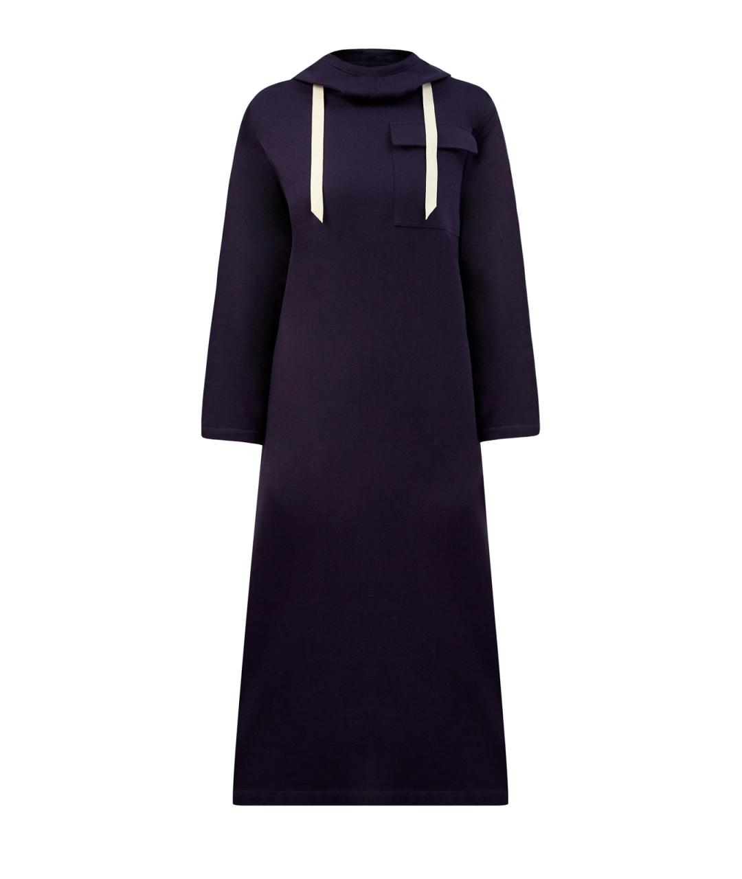 JIL SANDER Темно-синее хлопковое повседневное платье, фото 1