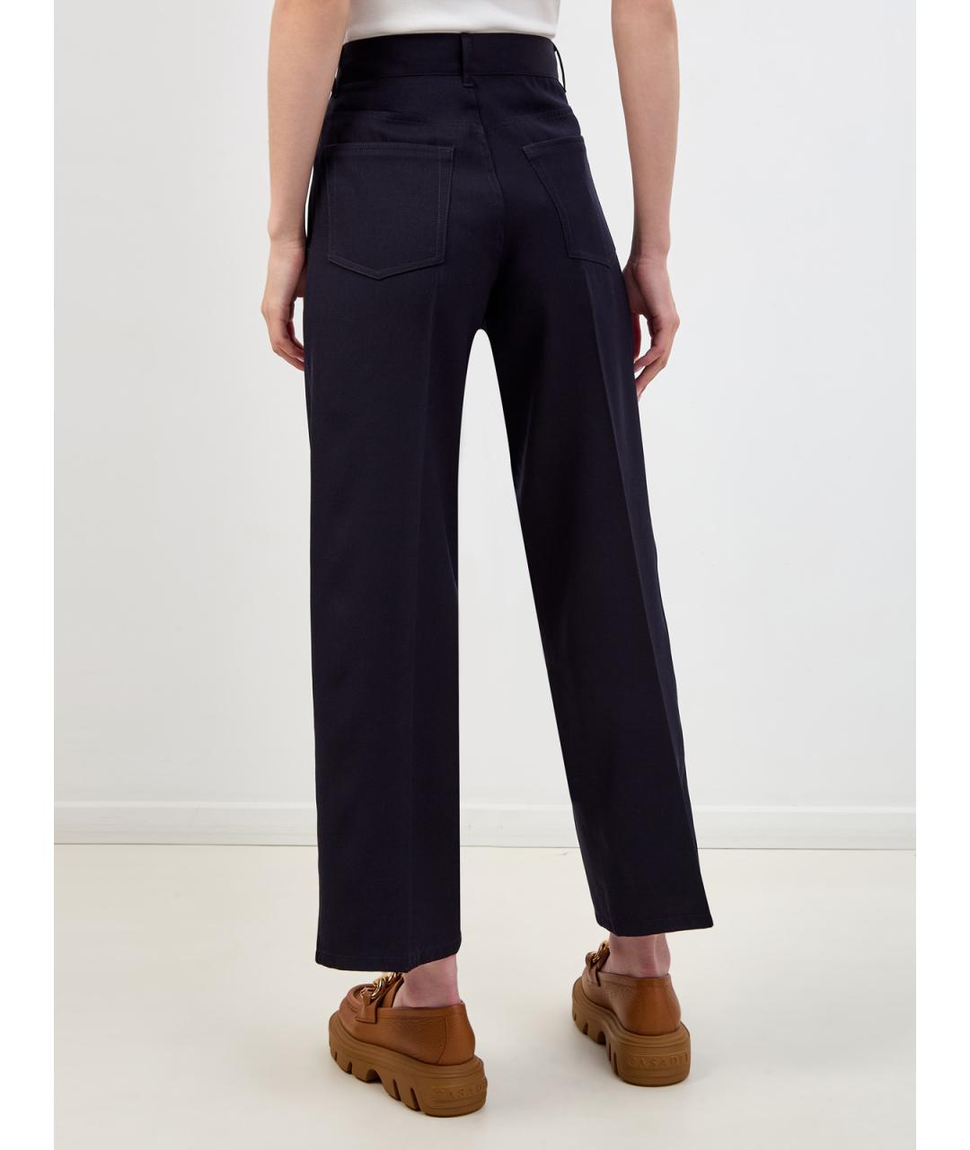 JIL SANDER Синие шерстяные прямые брюки, фото 4