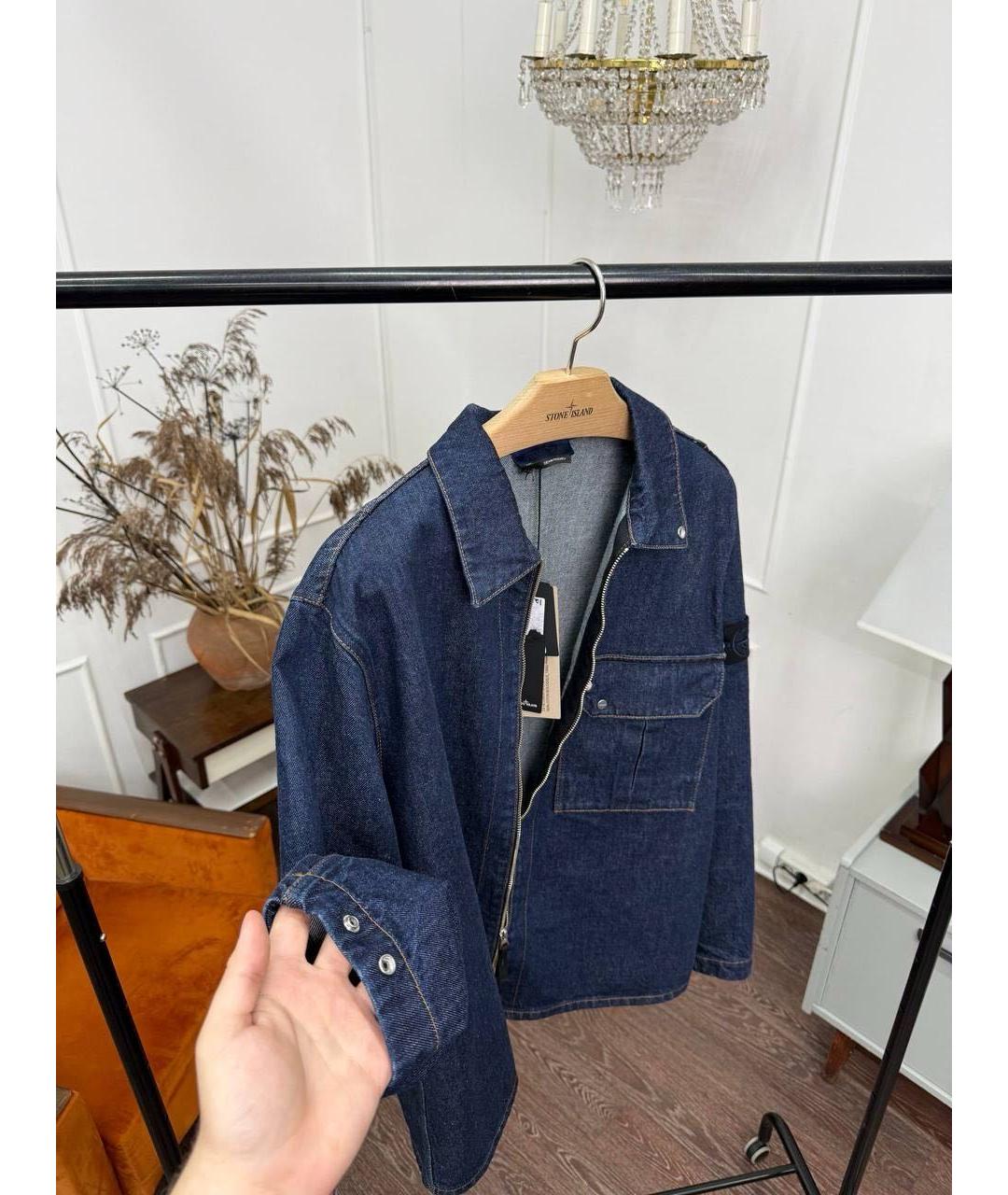 STONE ISLAND Темно-синяя деним куртка, фото 5