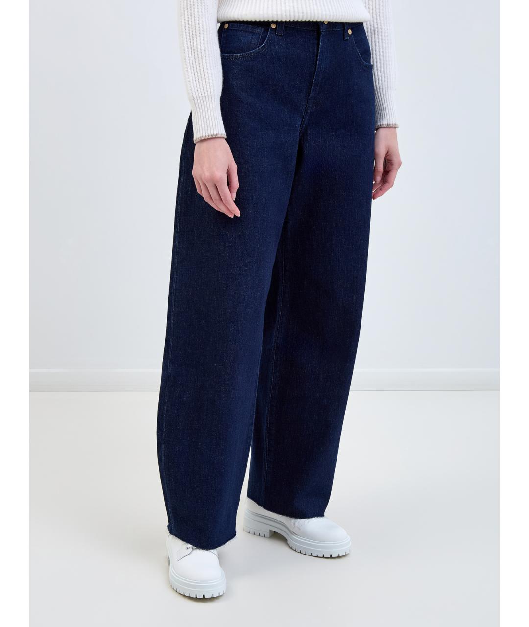 7 FOR ALL MANKIND Синие хлопковые прямые джинсы, фото 3