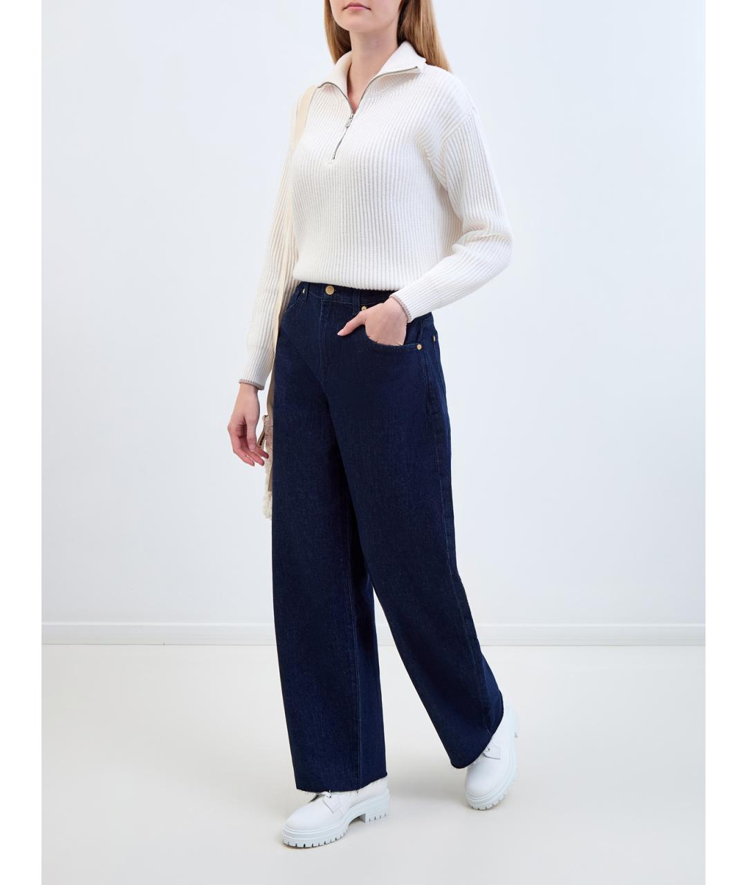 7 FOR ALL MANKIND Синие хлопковые прямые джинсы, фото 2