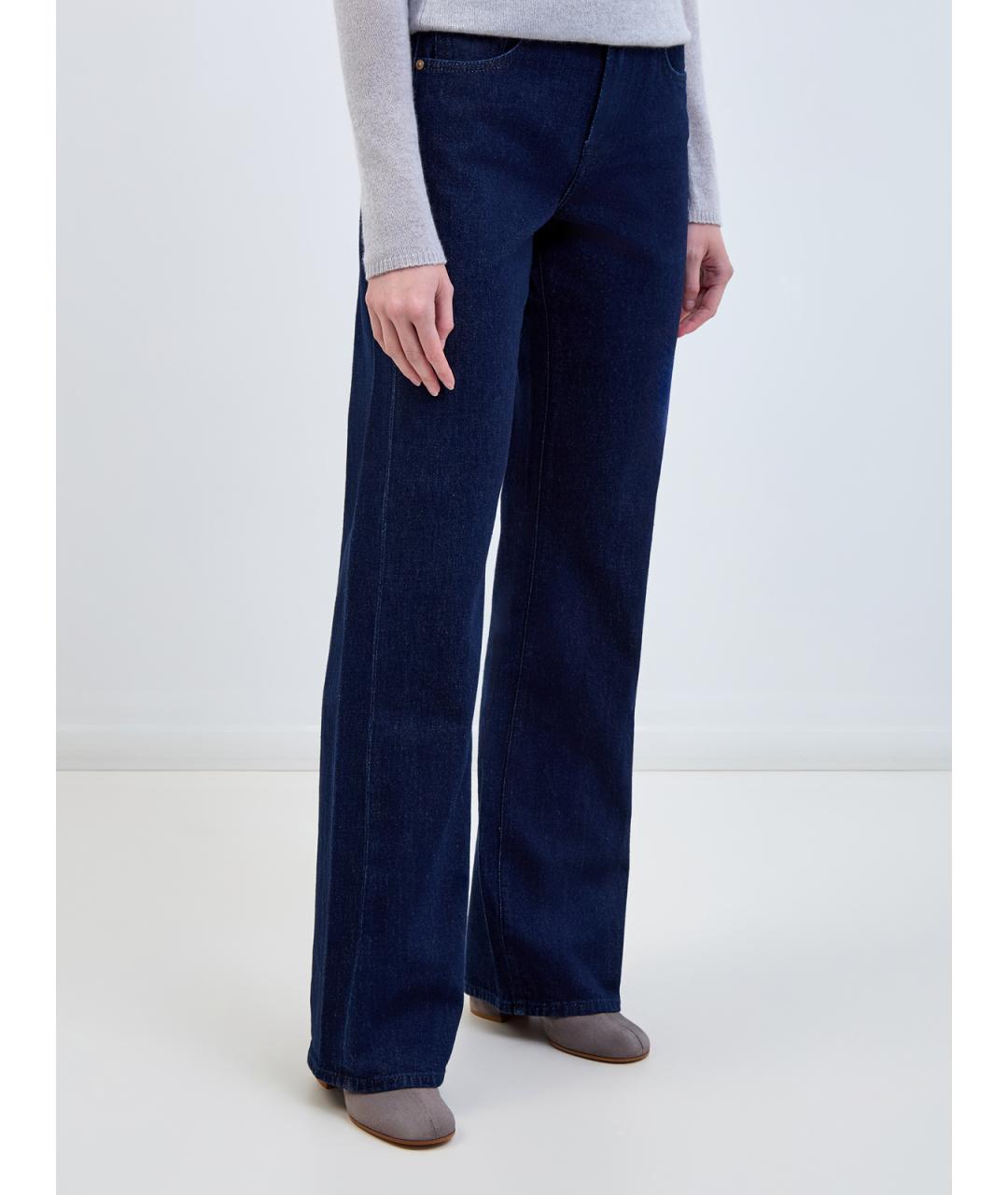 7 FOR ALL MANKIND Синие хлопковые прямые джинсы, фото 3
