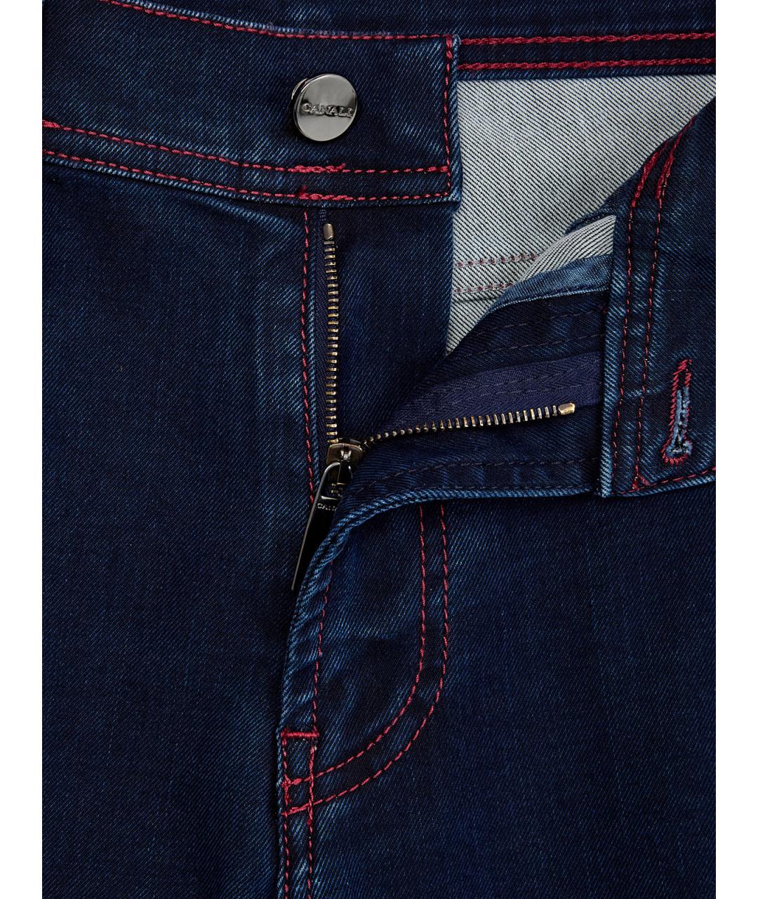 CANALI Темно-синие хлопковые прямые джинсы, фото 6