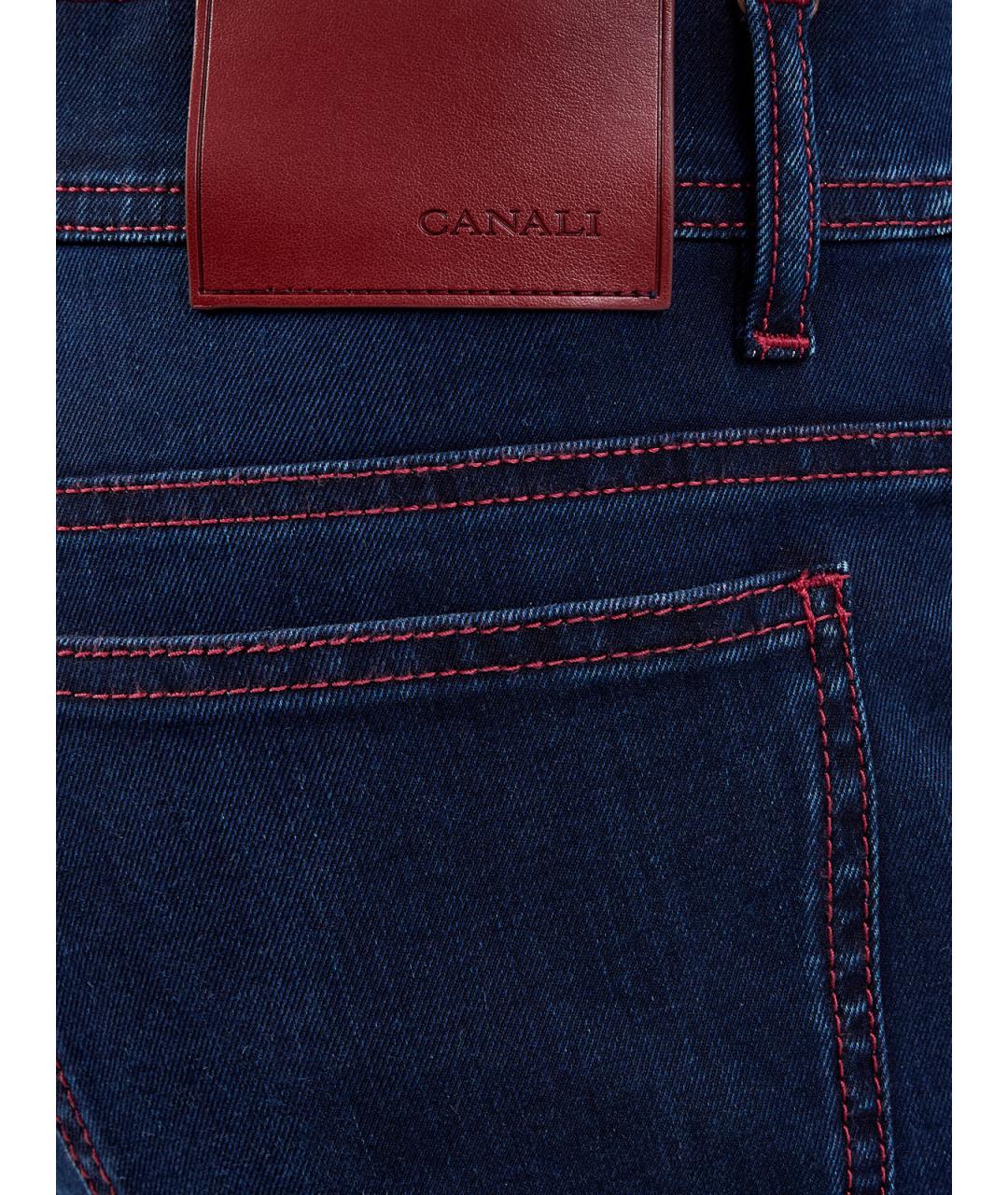 CANALI Темно-синие хлопковые прямые джинсы, фото 5