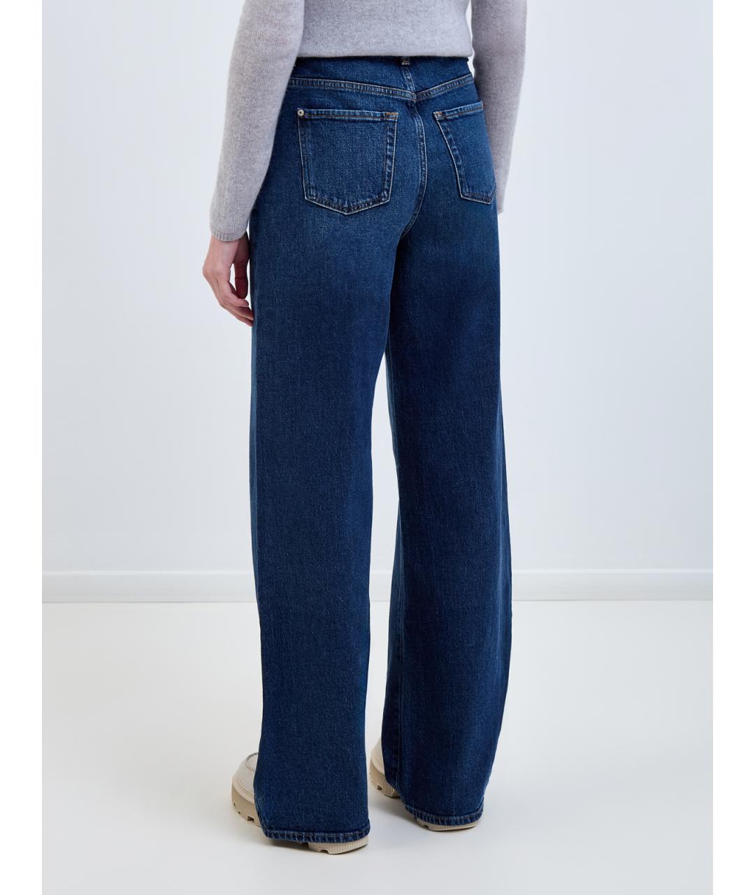 7 FOR ALL MANKIND Синие хлопковые прямые джинсы, фото 4