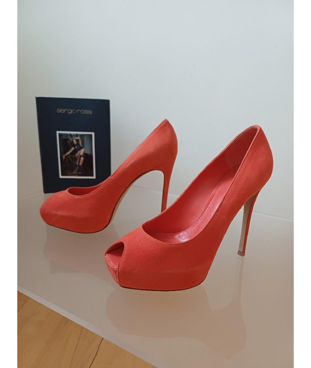 GIANVITO ROSSI Оранжевые замшевые туфли, фото 3