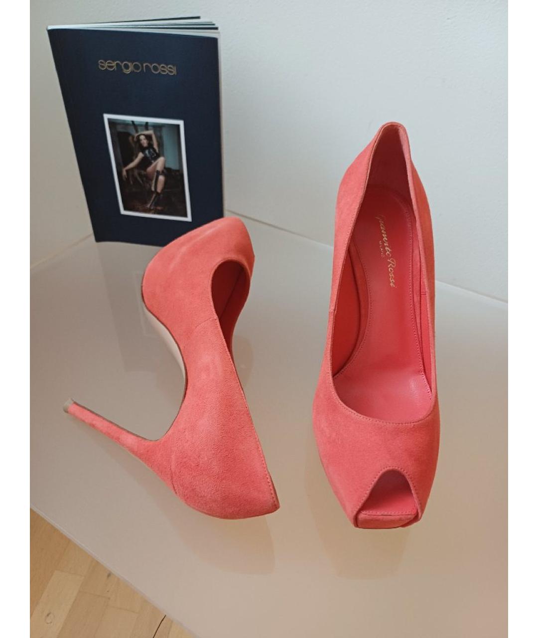 GIANVITO ROSSI Оранжевые замшевые туфли, фото 6