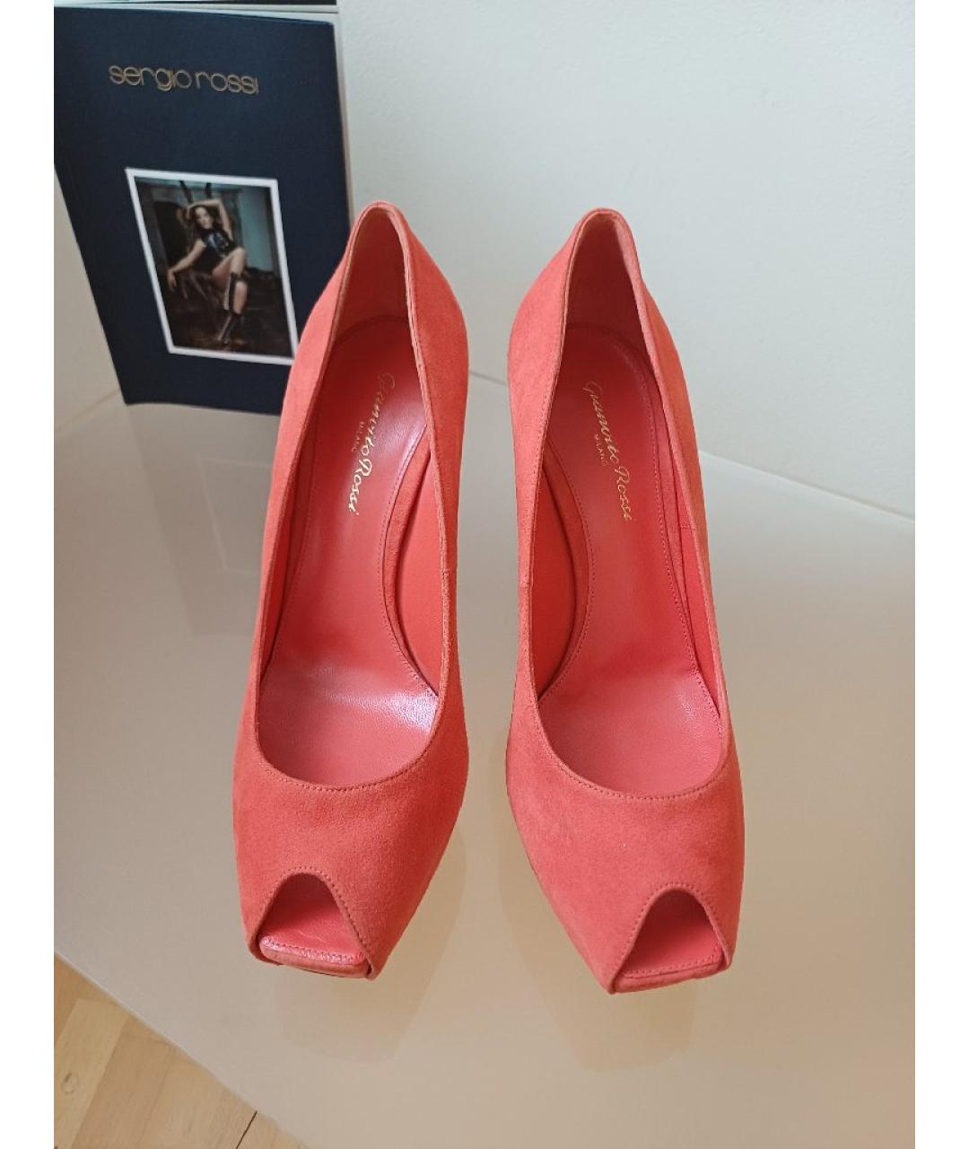 GIANVITO ROSSI Оранжевые замшевые туфли, фото 7