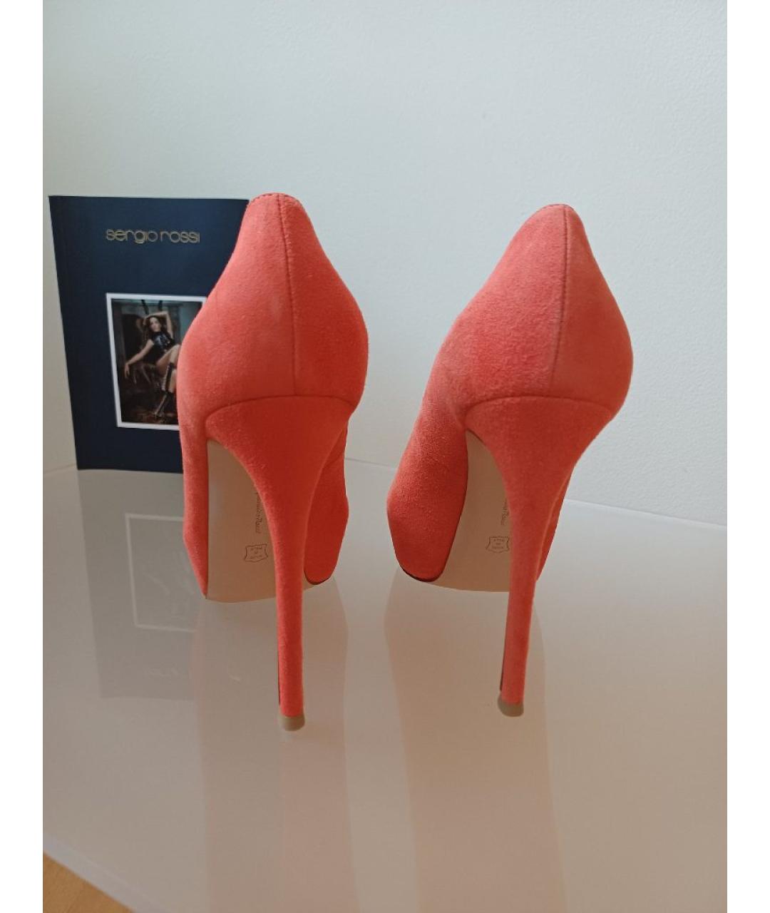 GIANVITO ROSSI Оранжевые замшевые туфли, фото 8