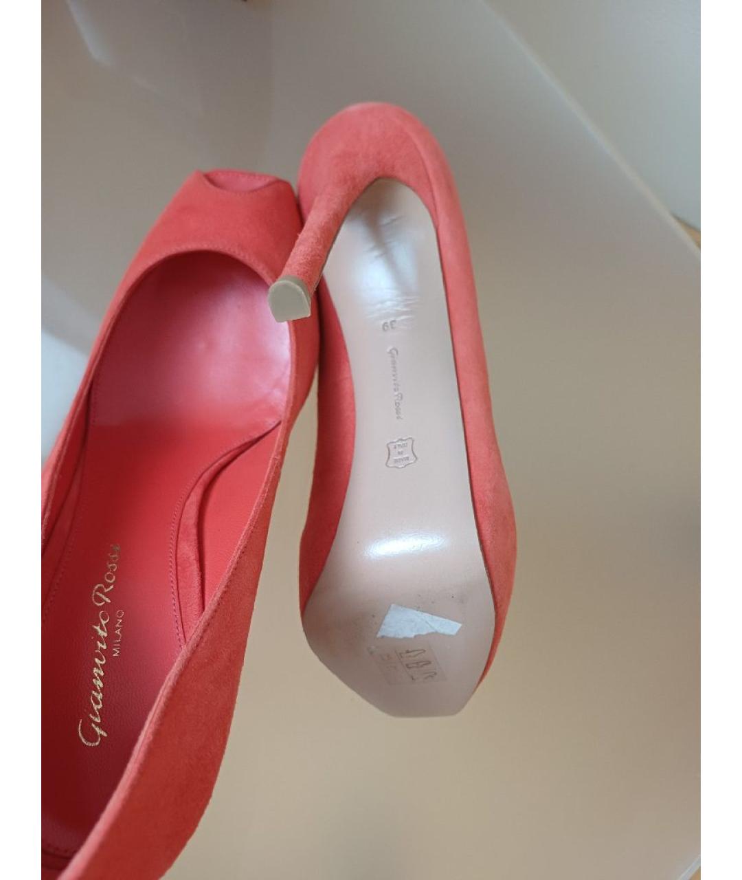 GIANVITO ROSSI Оранжевые замшевые туфли, фото 9