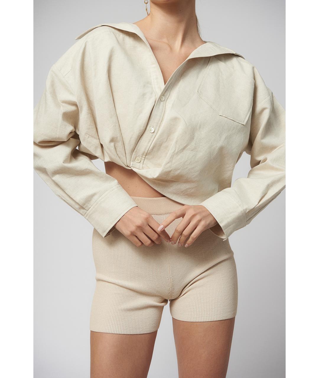 JACQUEMUS Бежевая хлопковая рубашка, фото 6