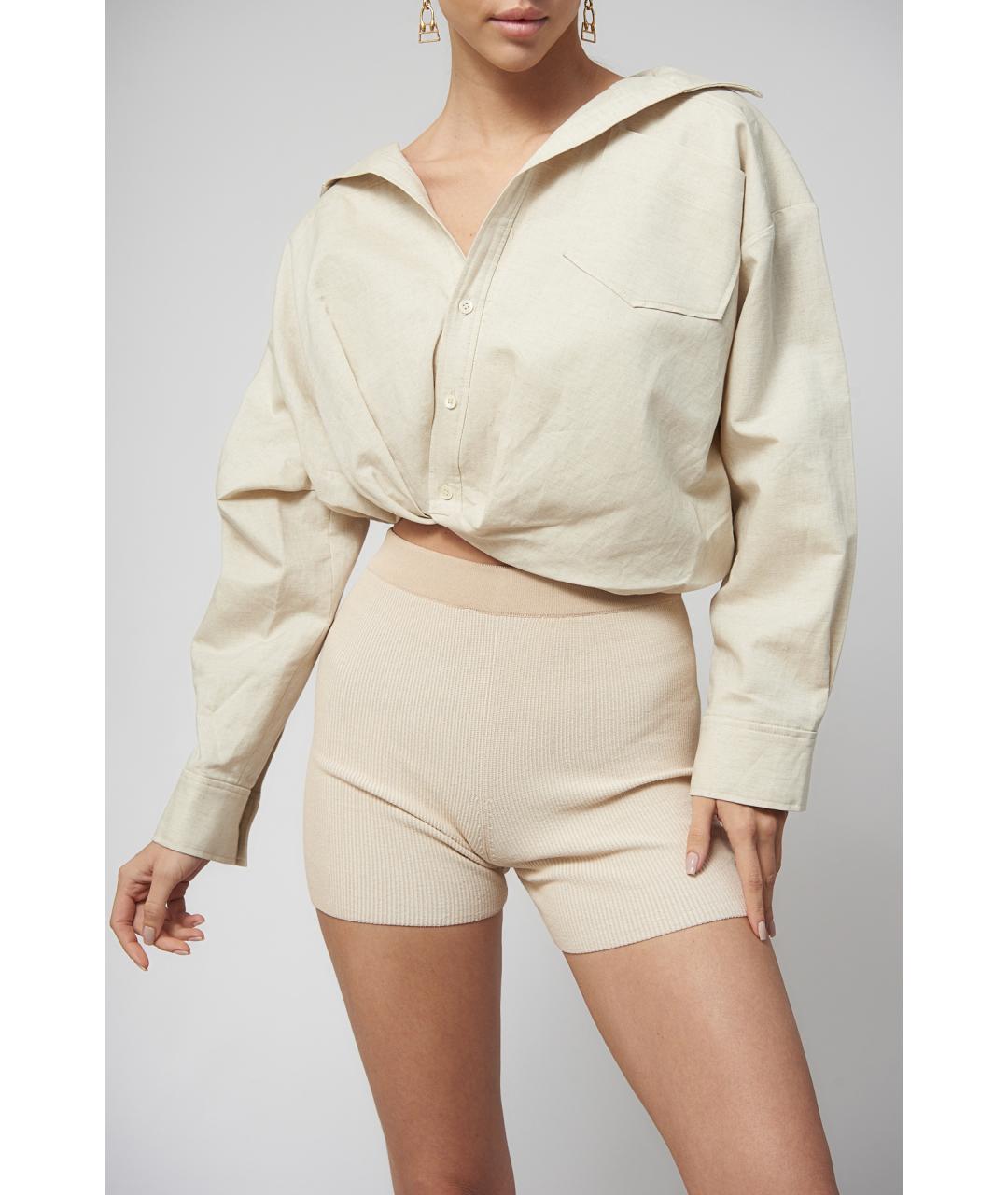 JACQUEMUS Бежевая хлопковая рубашка, фото 5