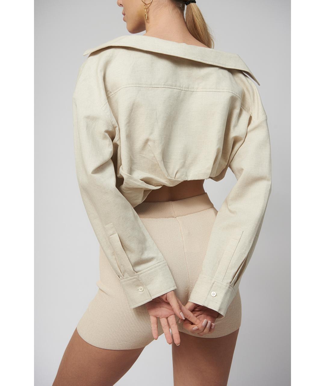 JACQUEMUS Бежевая хлопковая рубашка, фото 7