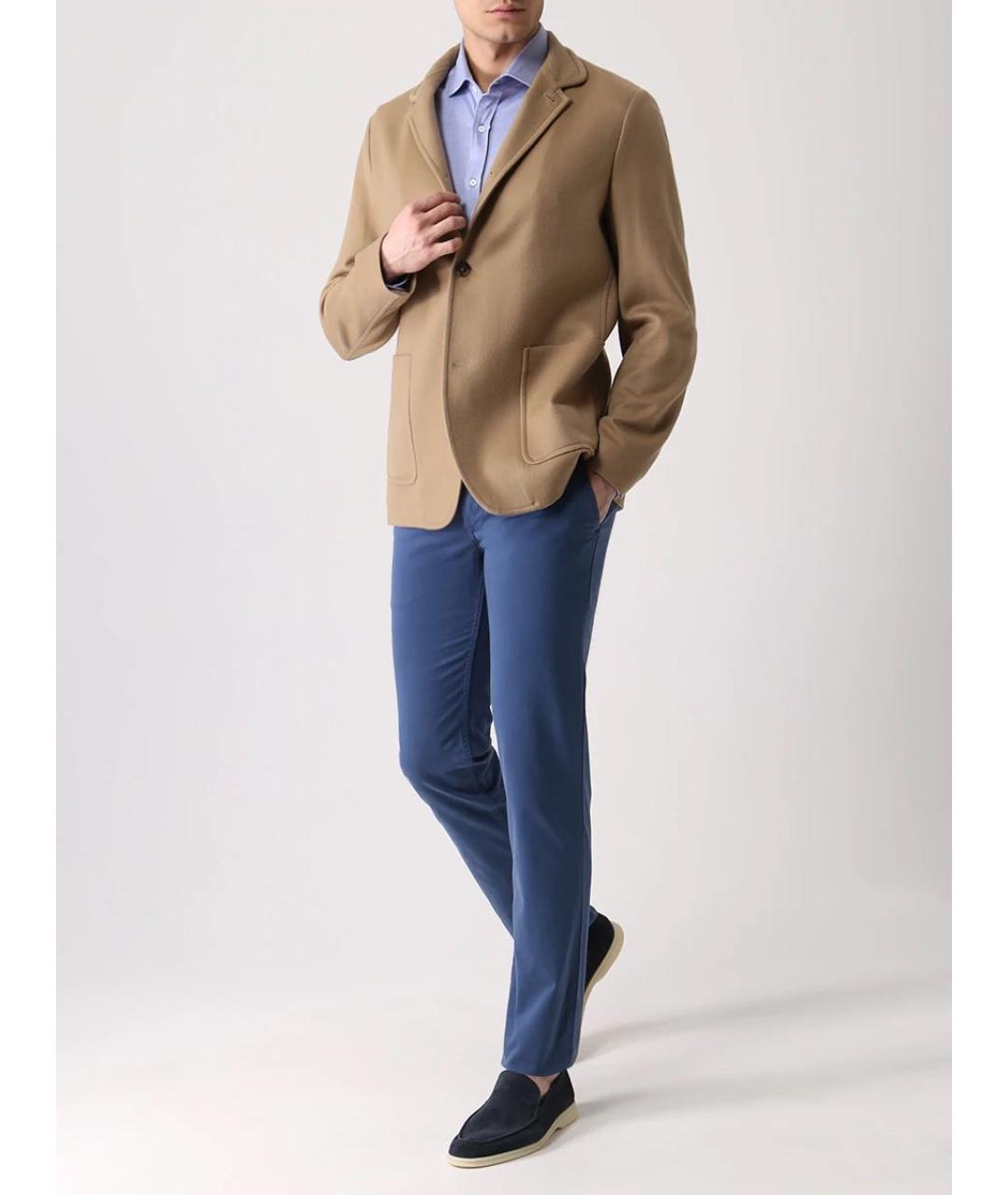 BRUNELLO CUCINELLI Голубая хлопковая кэжуал рубашка, фото 4