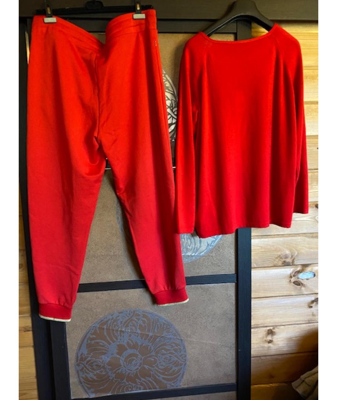 ESCADA Красный кашемировый костюм с брюками, фото 2