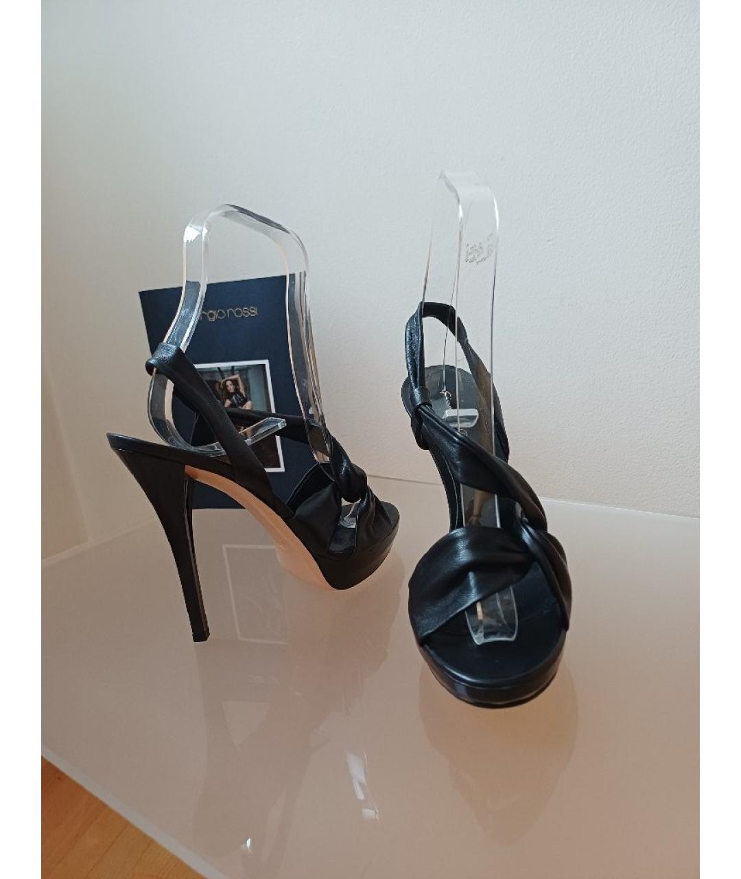 GIANVITO ROSSI Черные кожаные босоножки, фото 5