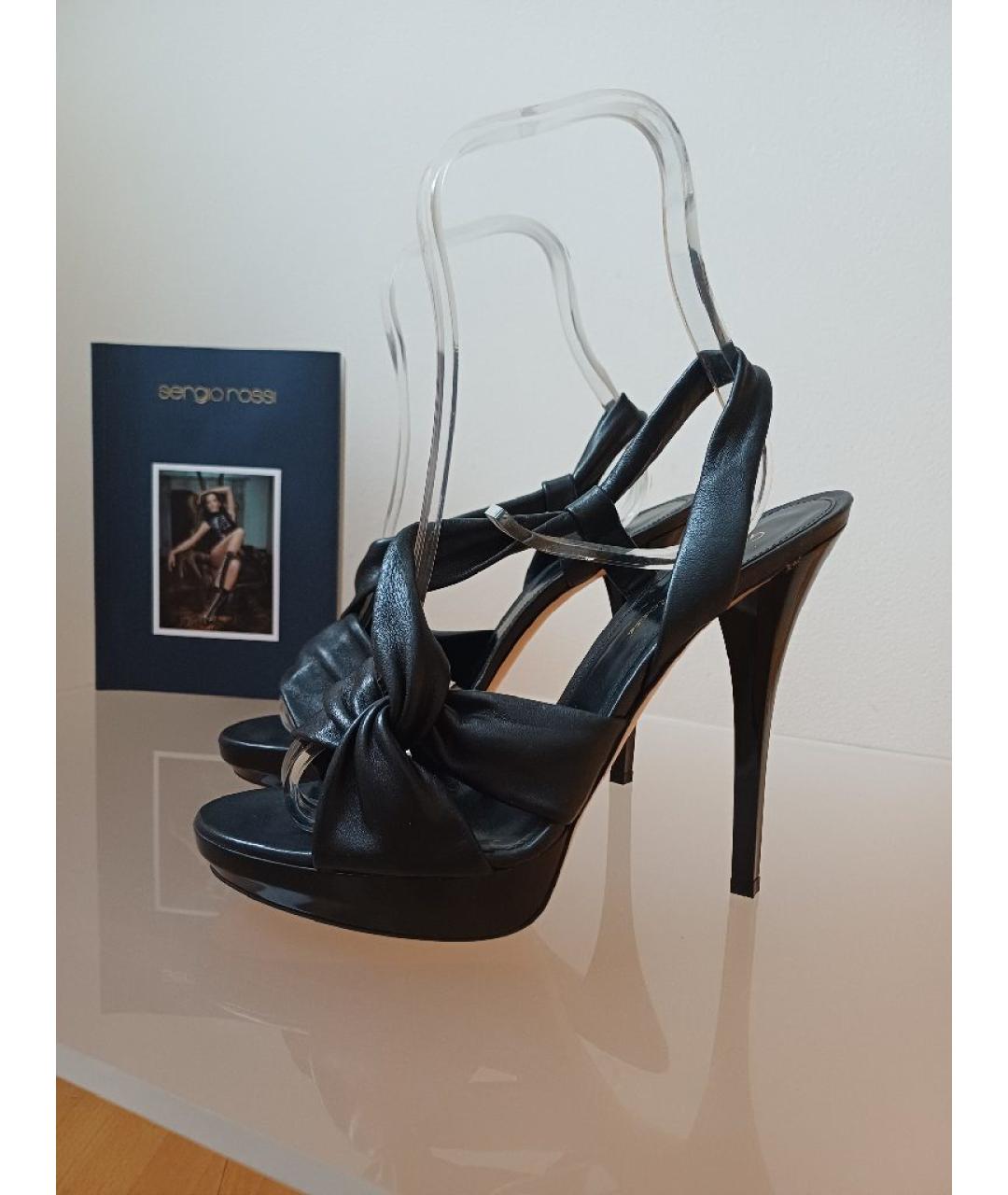 GIANVITO ROSSI Черные кожаные босоножки, фото 2