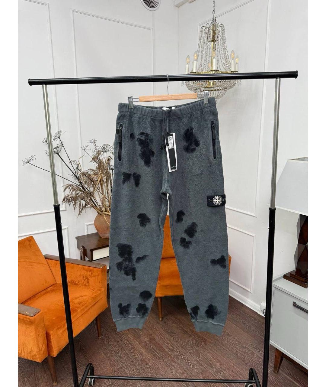 STONE ISLAND Серые хлопковые повседневные брюки, фото 2