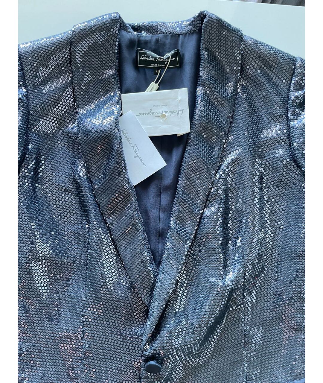 SALVATORE FERRAGAMO Синий шелковый жакет/пиджак, фото 3