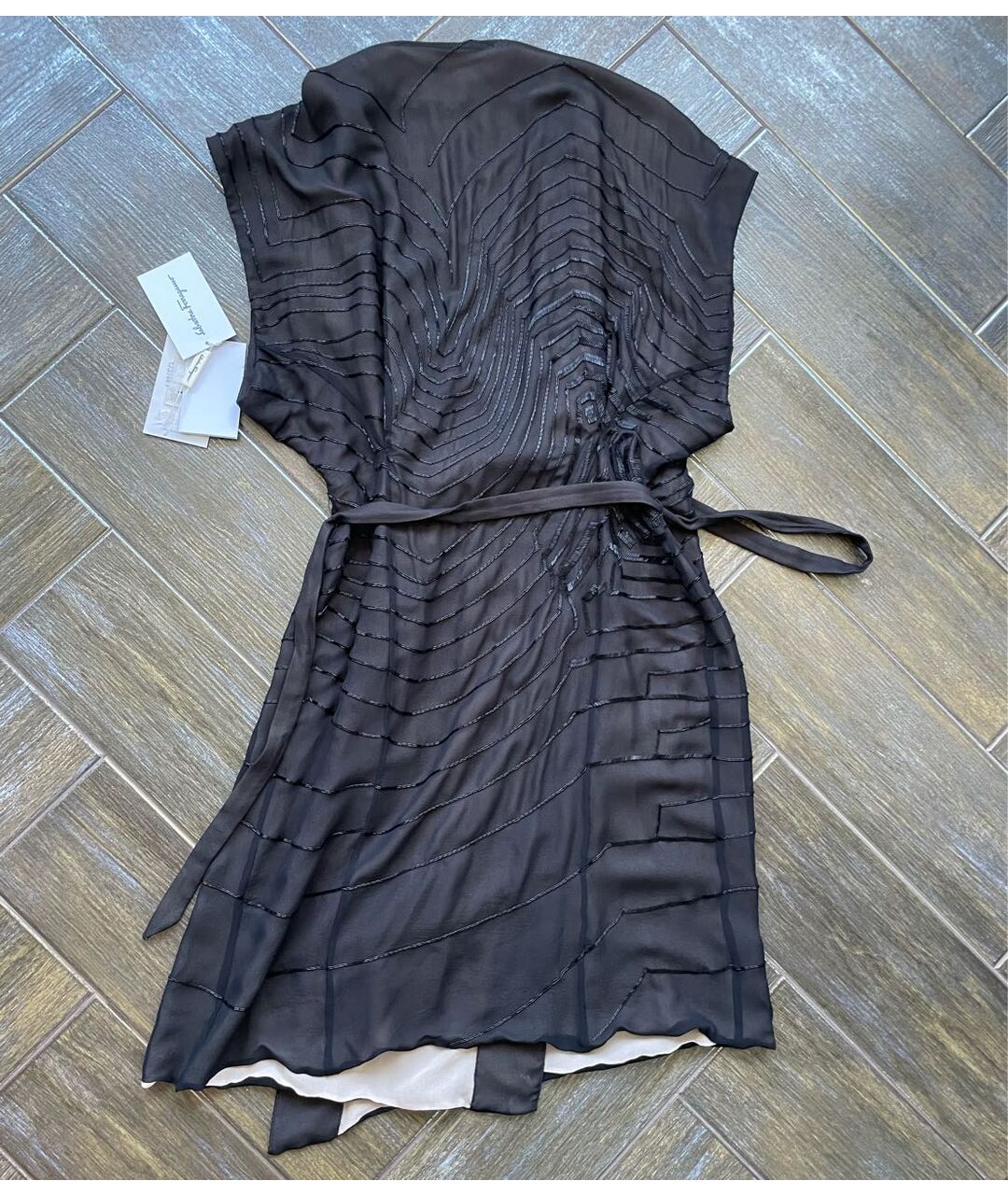 SALVATORE FERRAGAMO Черное шелковое вечернее платье, фото 2