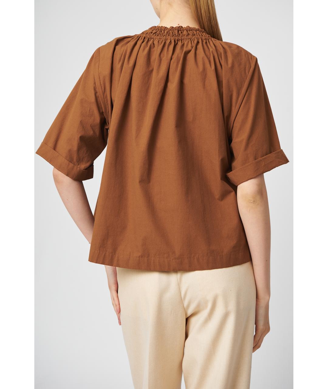 JIL SANDER Коричневая хлопковая блузы, фото 3