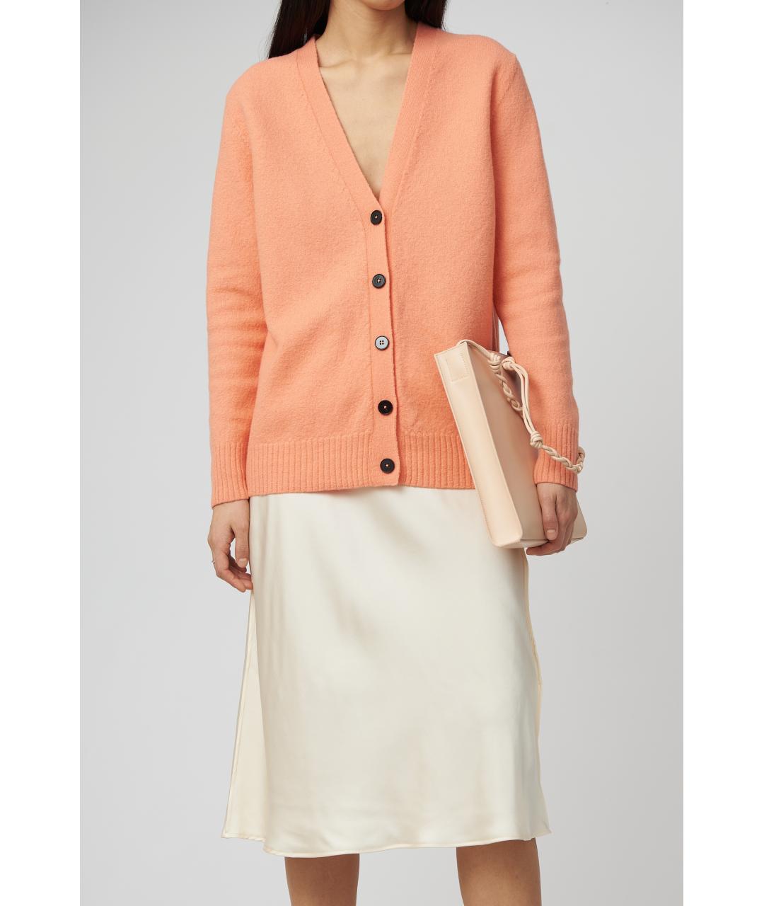 JIL SANDER Оранжевый шерстяной кардиган, фото 2